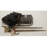 Two French 19th century St Etienne bayonets, each with a reduced blade,