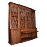 A fine George III mahogany large breakfront bookcase,