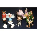 A Royal Doulton huntsman fox D6448, together with other models.