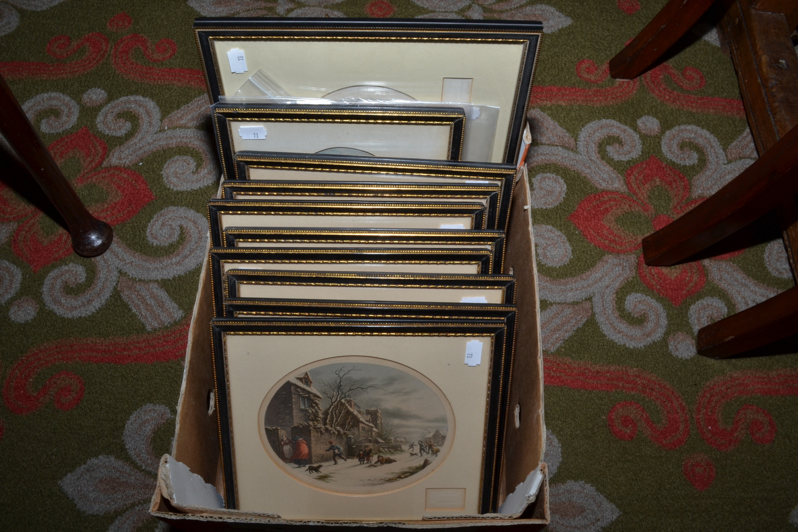 Ten Victorian Baxter prints, each framed and glazed,