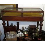 A Victorian walnut display case, glazed to the top, front and sides,