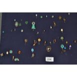 Various pins, including a Chinese filigree enamel and turquoise pin.