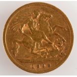 A Victorian old head half sovereign dated 1896, good fine.