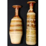 A Mary Rich studio porcelain tall vase, 19cm, together with one other slender vase 17.8cm.