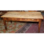 A kitchen table with elm top, 180 x 88cm.