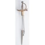 A Russian silver gilt sword and scabbard tie pin, Moscow and 84 purity marks,