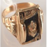 A 10ct. gold fraternity ring by Josten, initialled B.D.