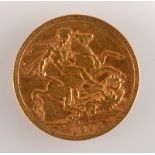 A Victorian old head sovereign dated 1893, very fine.