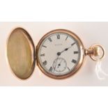 An Elgin gold plated keyless full hunter case pocket watch, No. 24412082.
