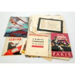 Ephemera including French advertising material.