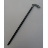 A swordstick with white metal serpent handle, length 52cm.