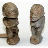 A pair of Nomali style, Sierra Leone carved stone male and female fertility figures,