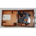 A post war, black lacquered Hezzanith sextant by Heath No.