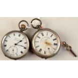 Two silver cased pocket watches.