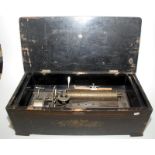 A 19th century Swiss music box with a 28cm cylinder numbered 5352 with Zither attachment and slow