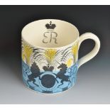 A Wedgwood Edward VIII 1937 cylindrical mug designed by Eric Ravilious, height 10cm,