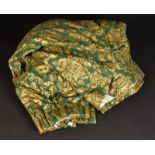 One pair Designer Guild green and gold curtains, length 305cm., width ungathered 230cm.