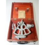 An East German DDR Freiberger Prazisionsmechanik sextant in a fitted case.