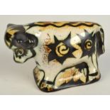 A Tremaen Pottery bull, length 23.5cm. Condition report: Minor surface scratches.