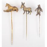 A Vianesse bronze donkey pin with traces of cold colouring,