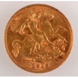 A George V half sovereign 1912, extremely fine.