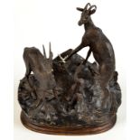 A reproduction Animalier bronze group.