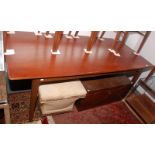 Robin Nance, a dining suite, comprising a rectangular teak dining table on square section,