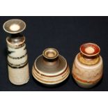 Three Mary Rich studio porcelain small vases.