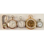 A Waltham dress gold plated keyless pocket watch,