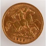 An Edward VII half sovereign dated 1909, good, very fine.