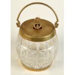 A Victorian cut glass biscuit barrel,