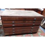 A two section plan chest fitted six drawers, 150cm. Condition report: 90 x 150cm.