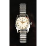 A stainless steel gentleman's Rolex Oyster precision wristwatch,