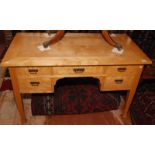 A Scandinavian late 19th century side table in maple and birds eye maple veneered with five drawers