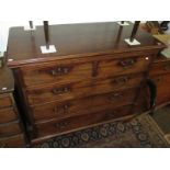 An 18th century mahogany large chest with two short and three long graduated drawers,