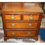 A fruit wood chest of small proportions crossbanded with mahogany,