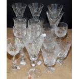 A collection of cut table glass.