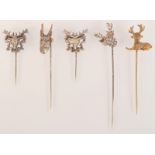 Five reindeer head pins.