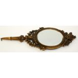 A French gilt bronze Neoclassical hand mirror by Desire Attarge (1820-1878) for Barbedienne, signed,