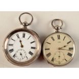 A keyless silver cased open face Turkish market pocket watch and one other silver open faced