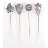 Four Victorian grey veined agate silver pins.
