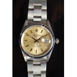 A stainless steel Rolex Oyster perpetual date,