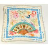 A B.O.A.C. VC10 flower specimen silk scarf and a B.O.A.C. paper fan.