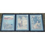 Three Japanese woodblock prints,