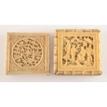 Two Chinese ivory puzzle boxes.