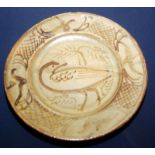 A Seth Cardew bird decorated stoneware plate, 27cm,