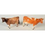 A Beswick Champion Newton Tinkle jersey cow and one other Beswick cow, damaged.