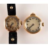 A ladies 18ct. gold cased wristwatch and a 9ct. gold cased ladies wristwatch.