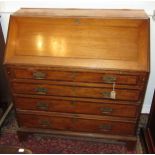 A crossbanded mahogany George III slope front bureau. 103cm wide inside.