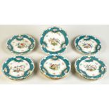 A set of ten Meissen outside decorated plates each painted with a central ornithological group